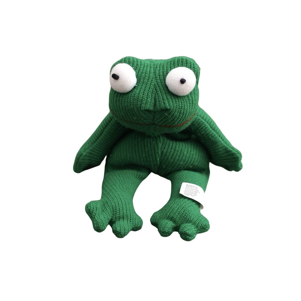 Vintage Russ Berrie Frugs Bug Eyed Green Frog Bean Bag Plush 9.5" RARE